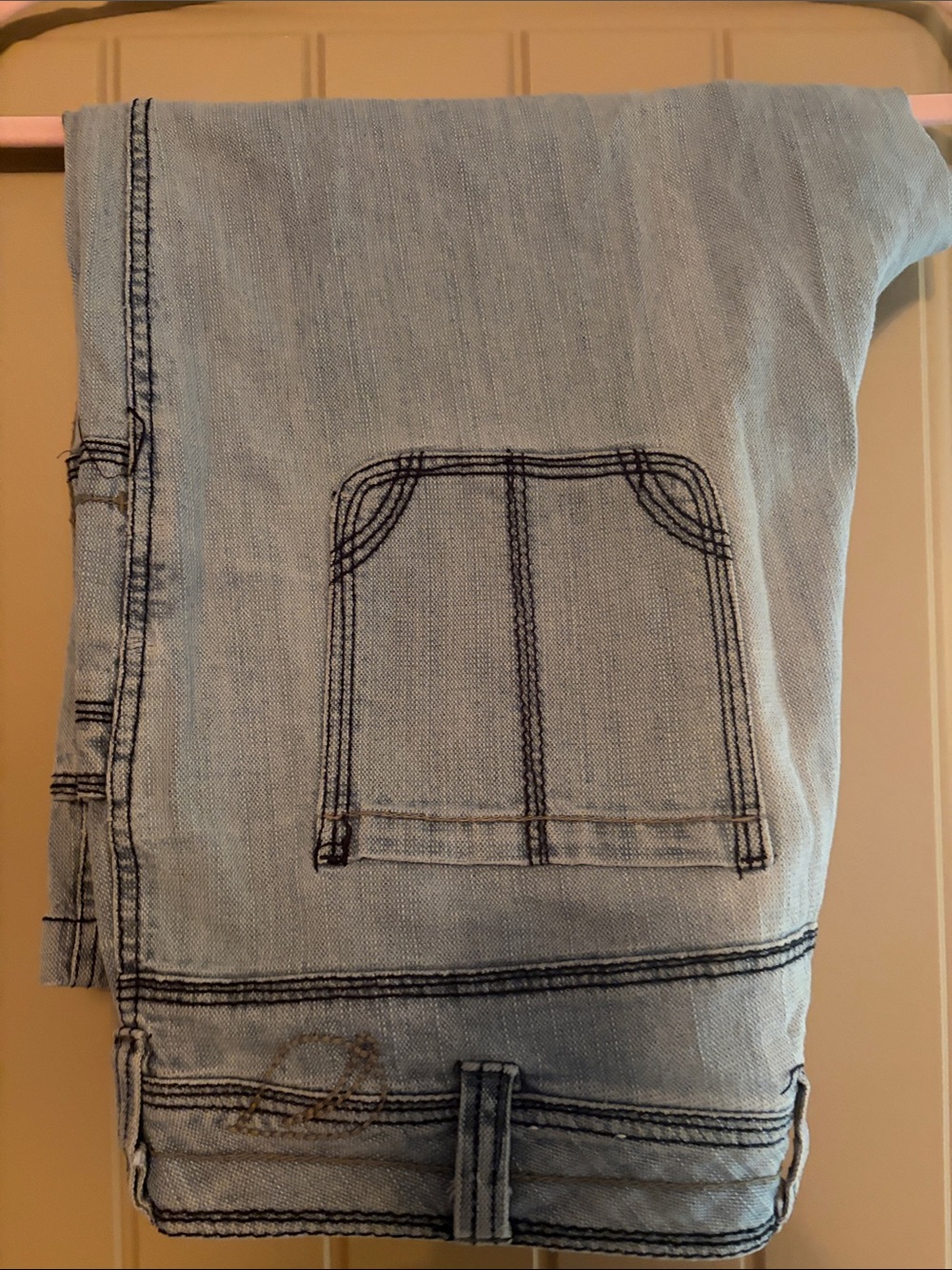Cotton Ginny size 16 Plus Light Wash Denim Jeans with Dark Contrast Stitching